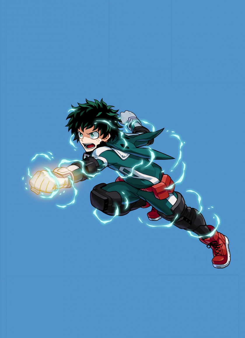 Download wallpaper 840x1160 angry izuku midoriya, fist, art, iphone 4 ...