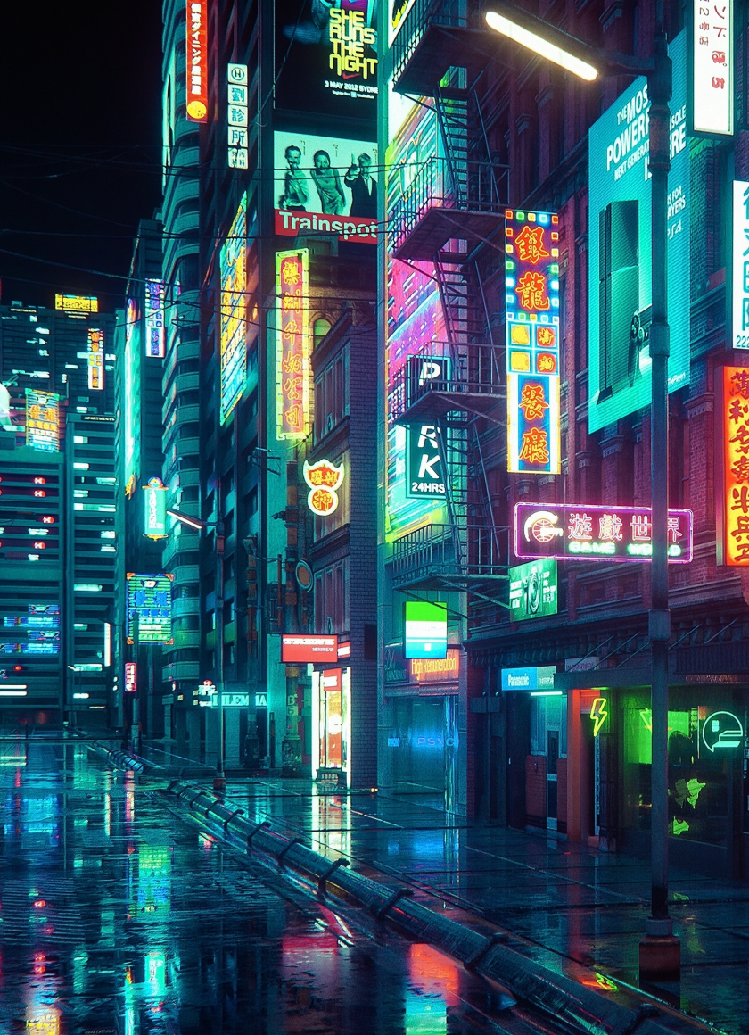 Download Neon City Lights Cyberpunk iPhone X Wallpaper