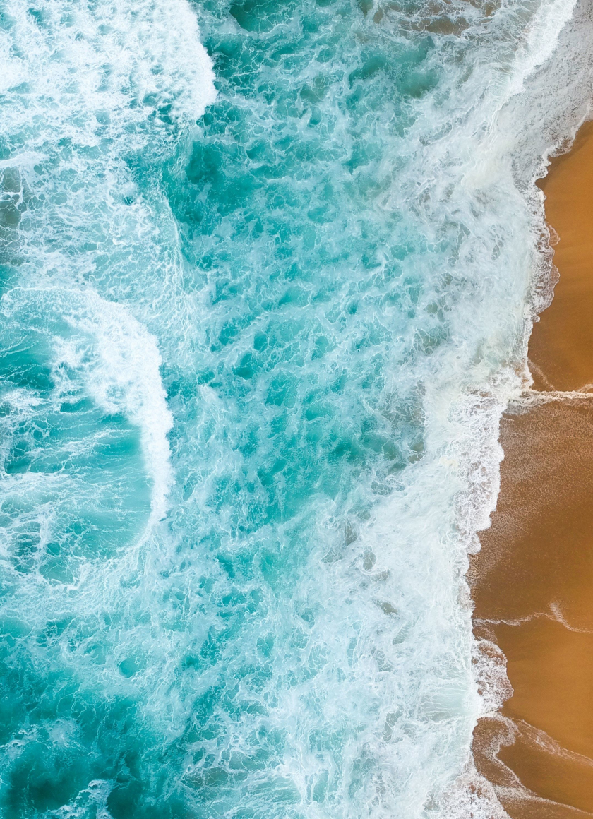 Download wallpaper 840x1160 white-bluish sea waves, aerial view, iphone ...