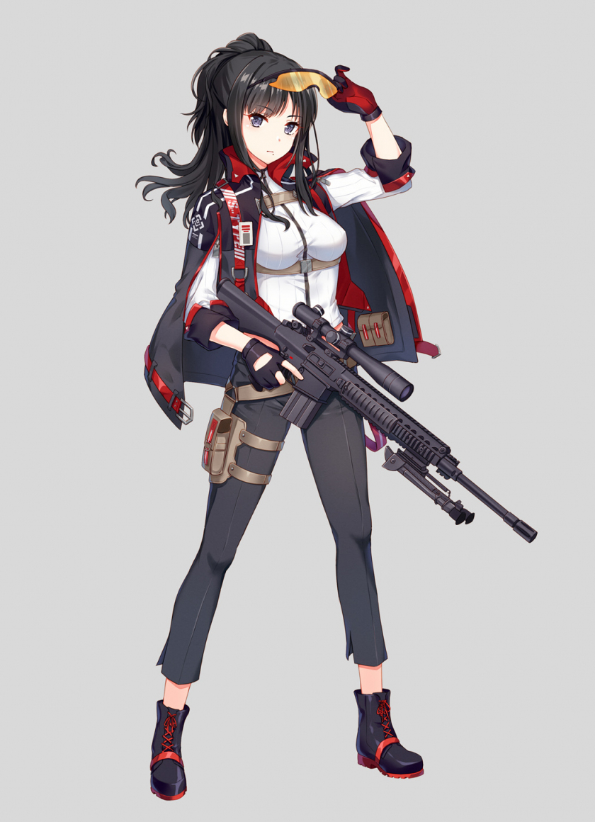 Download 840x1160 Wallpaper Anime Girl Soldier With Gun Minimal