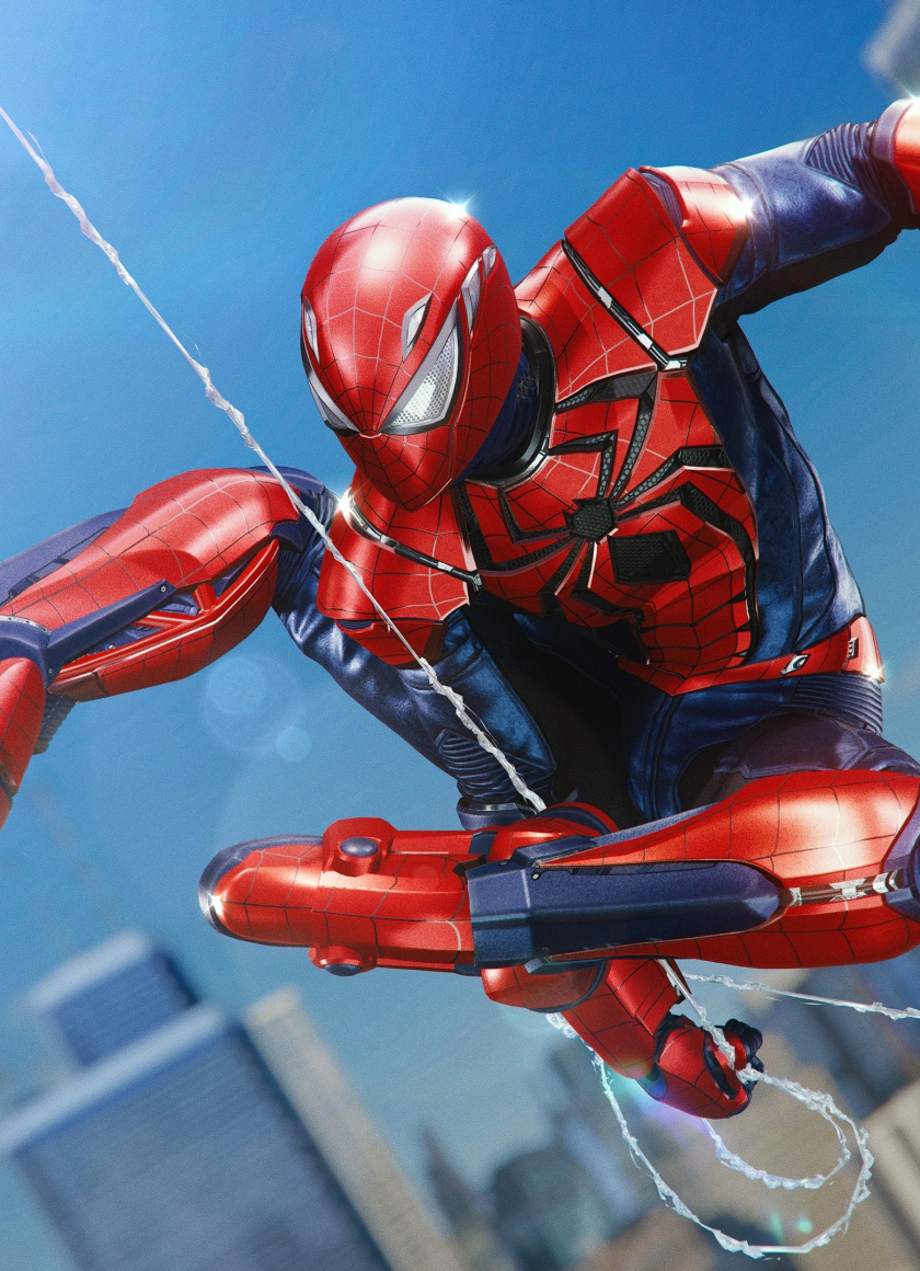 Download wallpaper 840x1160 spider-man, ps4, aaron aikman armor, swing ...