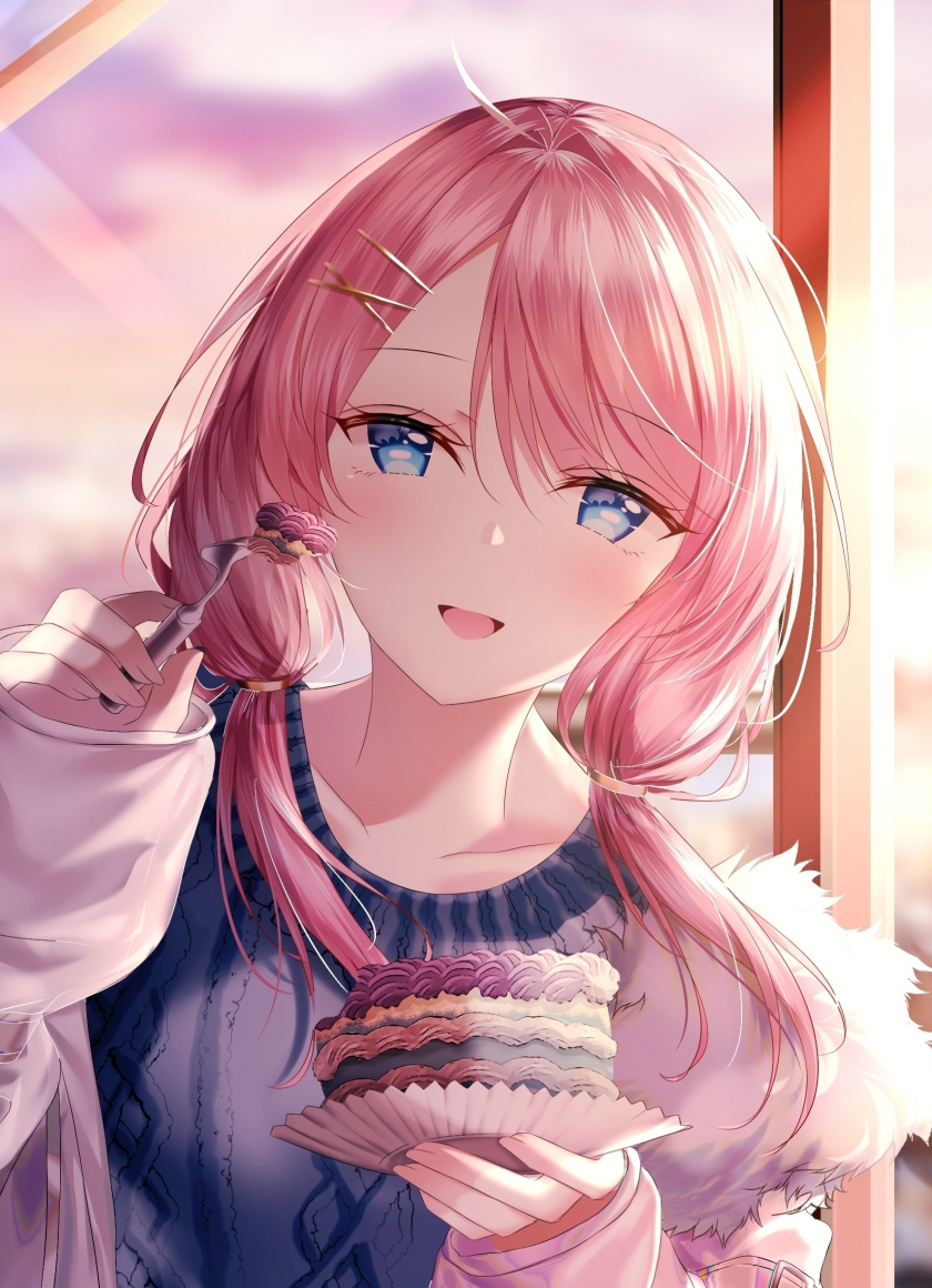 Download 840x1160 wallpaper cute, anime girl, beautiful, eating cake ...