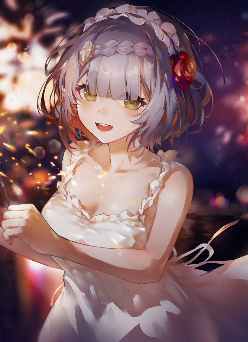 White dress, cute anime girl, art, 840x1160 wallpaper