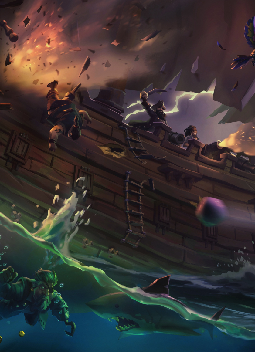 Sea of thieves, ship, pirates, video game, 840x1160 wallpaper