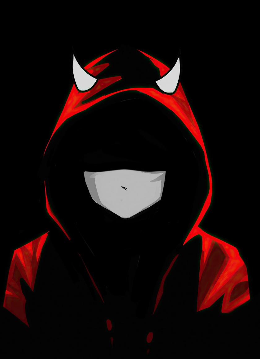 Download wallpaper 840x1160 devil boy in mask, red hoodie, dark, iphone 4,  iphone 4s, ipod touch, 840x1160 hd background, 25947