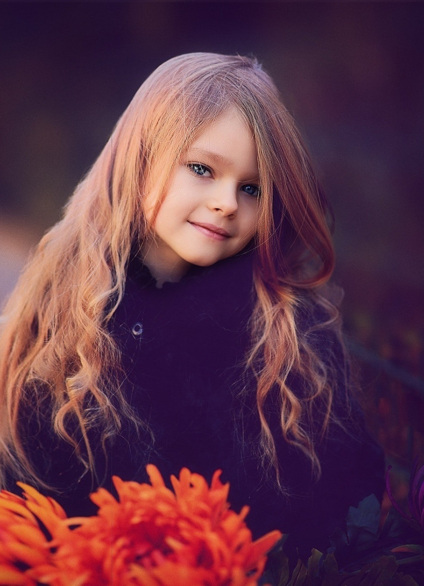 Download 840x1160 wallpaper cute, little girl, flowers, iphone 4 ...