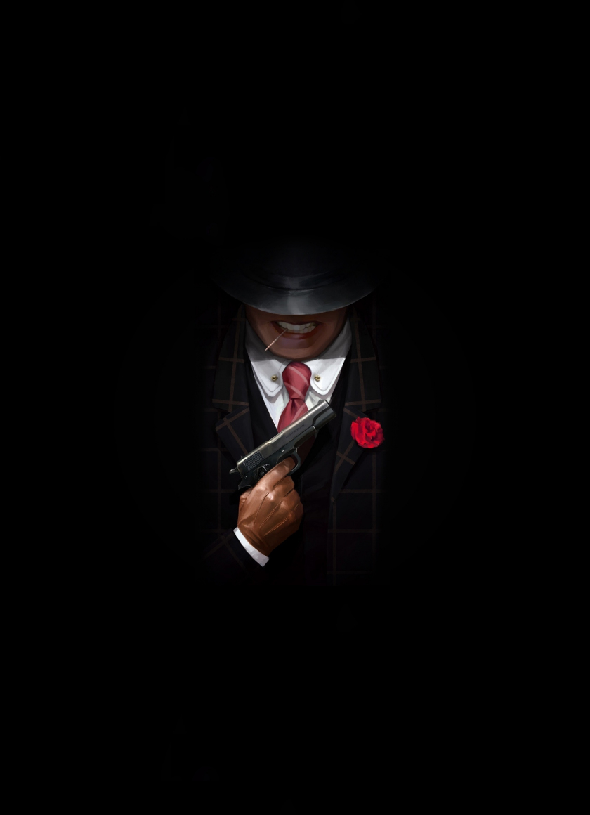 Download Gangster with gun, minimal, artwork 840x1160 wallpaper, iPhone 4, iPhone...