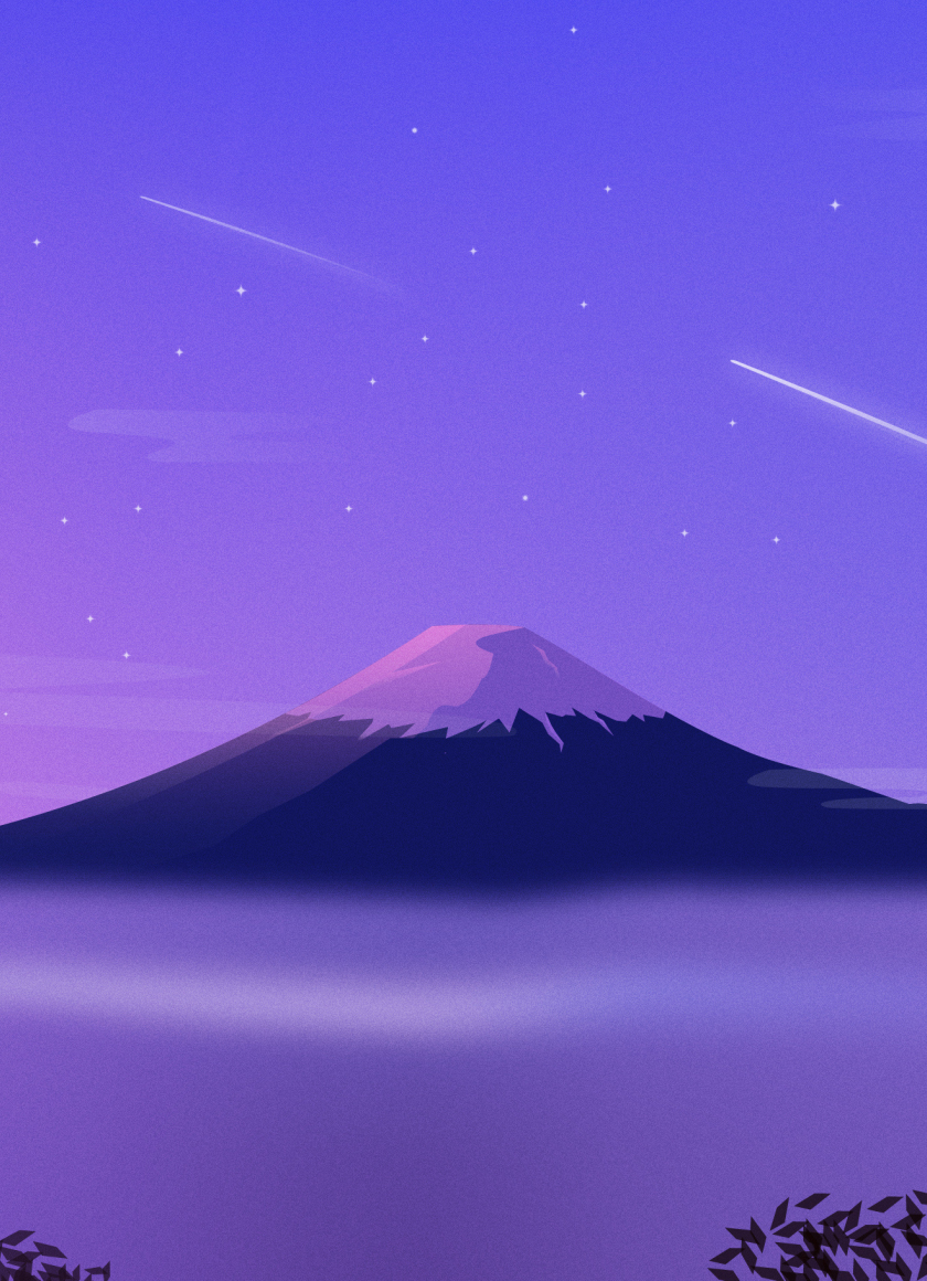 Download wallpaper 840x1160 nature, artistic, mount fuji, mountains ...