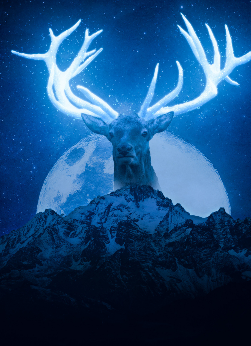 Deer horns, glowing horns, art, 840x1160 wallpaper