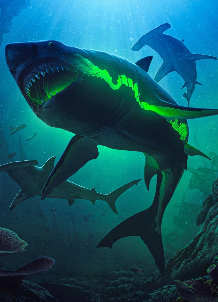 Zombie sharks, underwtaer, 840x1160 wallpaper