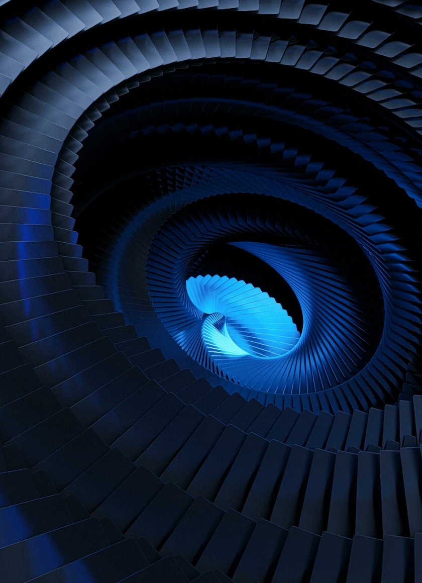 Swirl, blue focal center, abstract, 840x1160 wallpaper