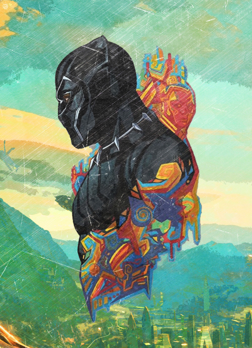 Download wallpaper 840x1160 black panther, superhero, promo art, iphone ...