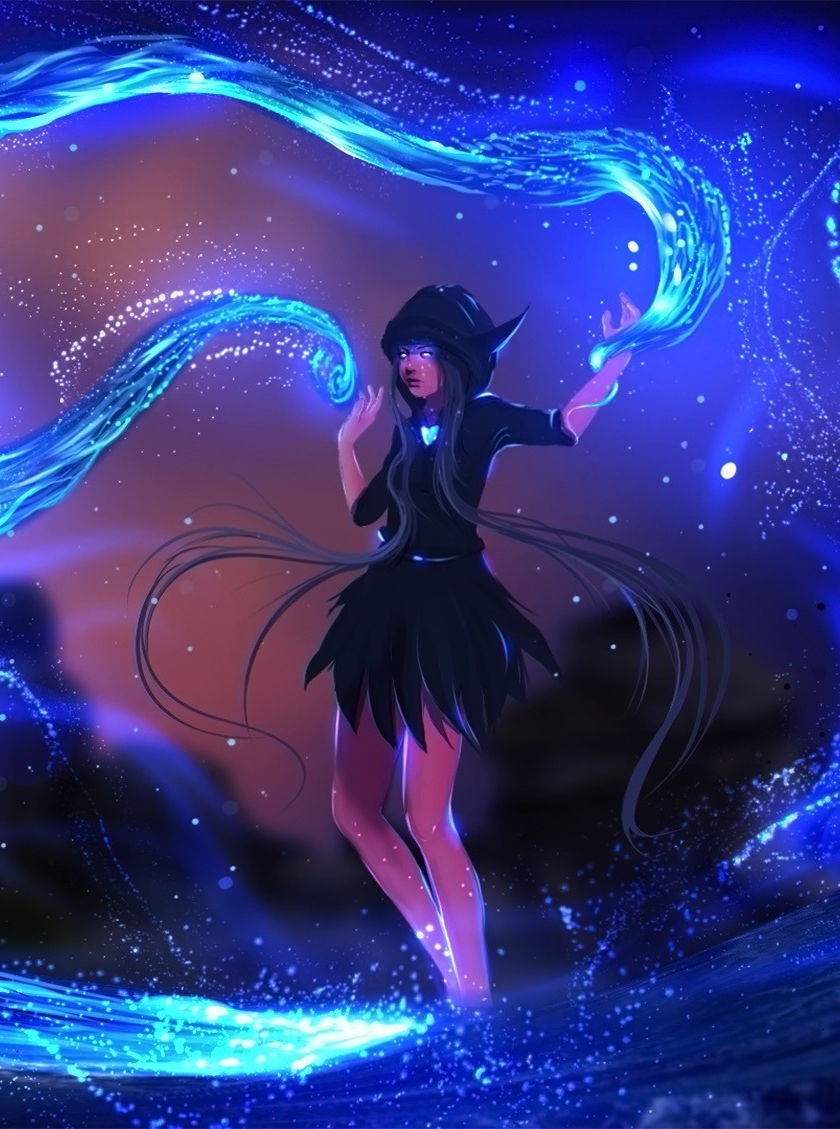 Download wallpaper 840x1160 water bending, anime girl, night, original,  iphone 4, iphone 4s, ipod touch, 840x1160 hd background, 1078