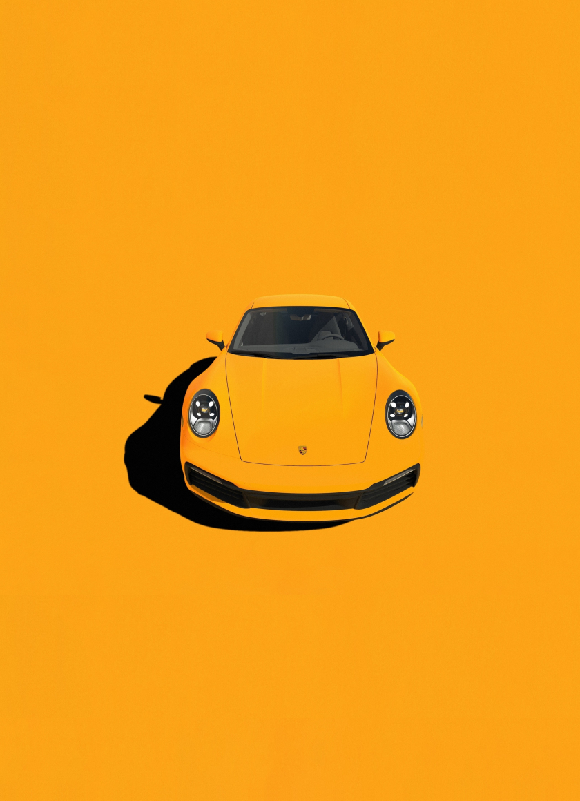 Download wallpaper 840x1160 porsche 911, yellow sportcar, minimal ...