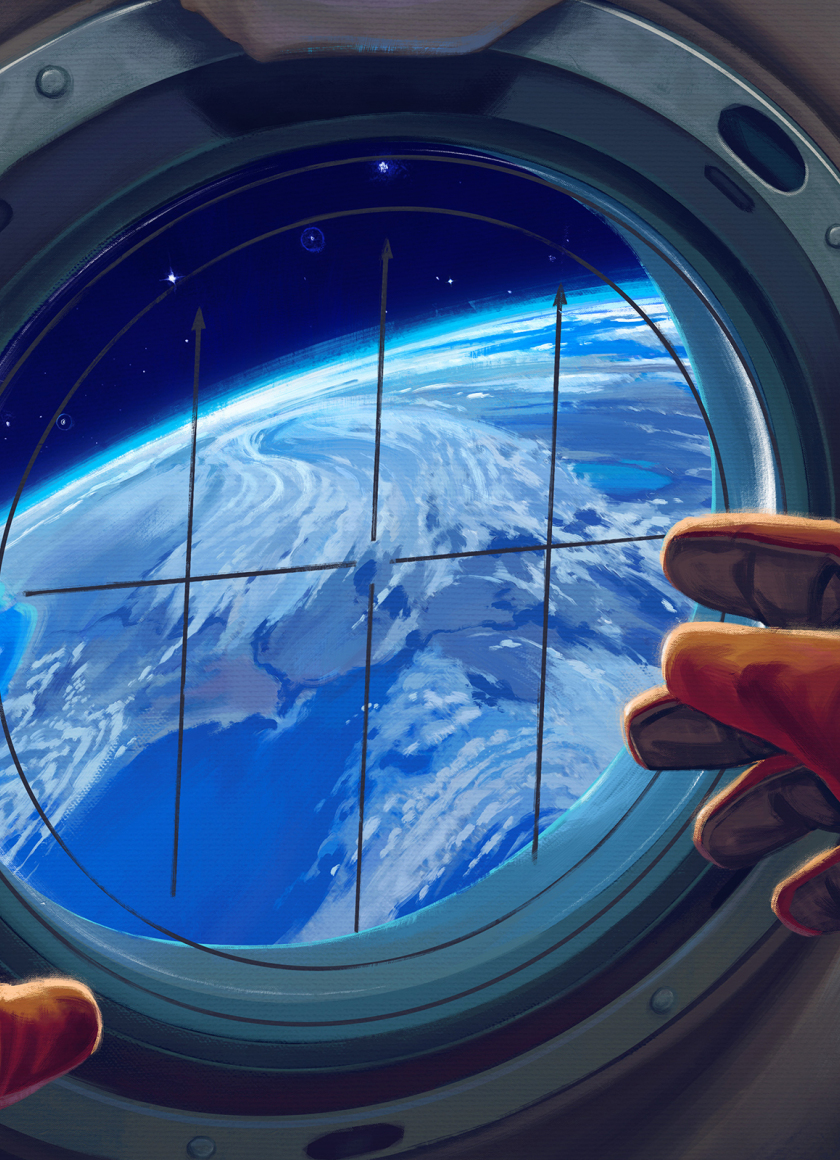 Spacecraft window, astronaut, 840x1160 wallpaper
