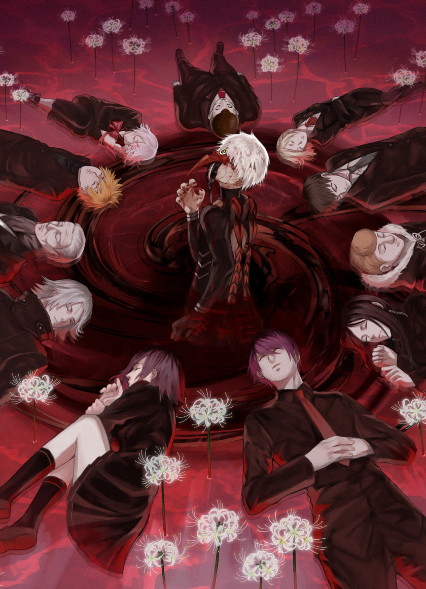 Download wallpaper 840x1160 tokyo ghoul, anime, all characters, iphone 4,  iphone 4s, ipod touch, 840x1160 hd background, 7037