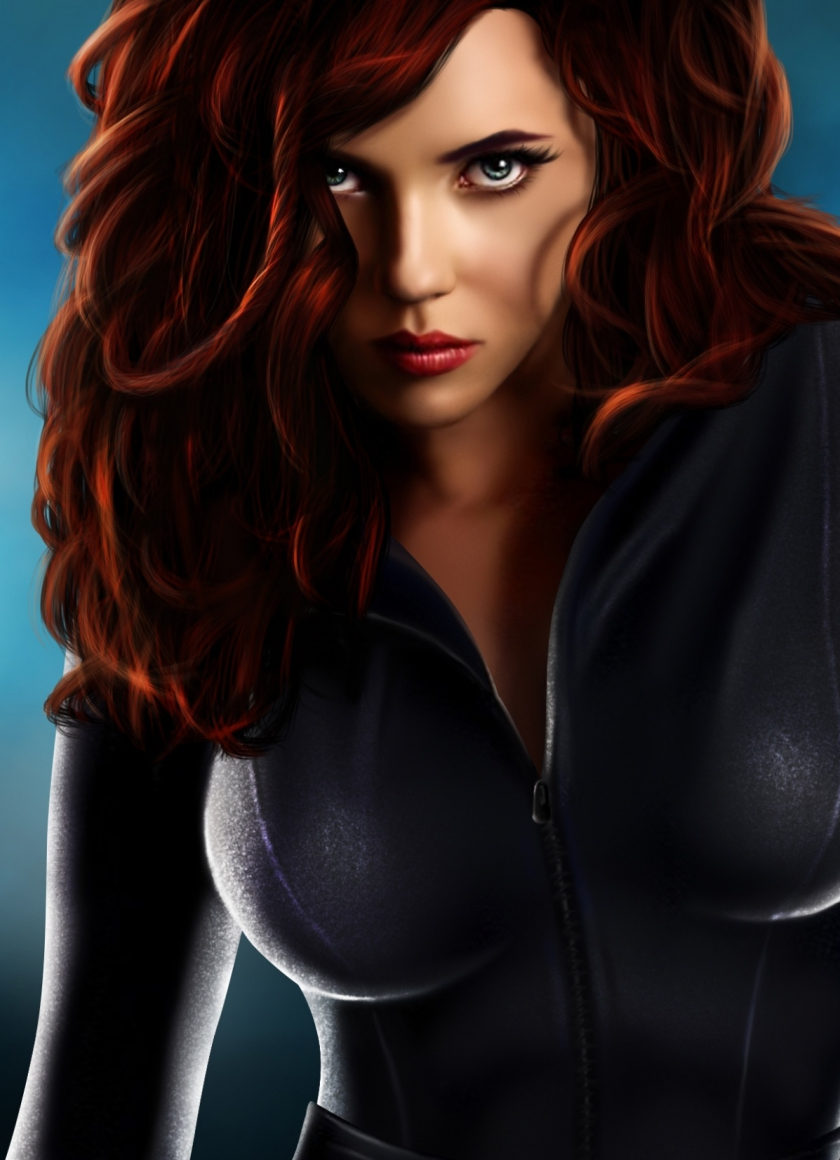 Download wallpaper 840x1160 black widow, hot avenger, art, iphone 4 ...