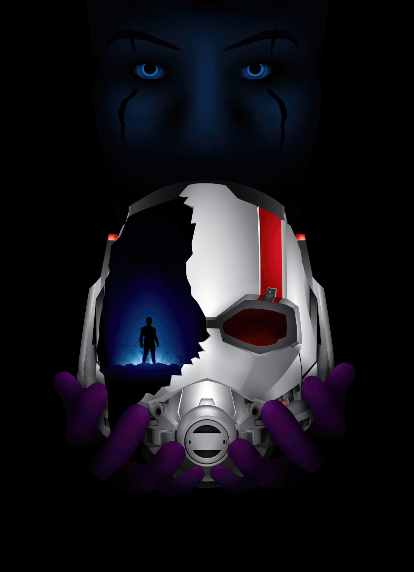 Antman Helmet and Kang the Conqueror, movie, dark poster, 840x1160 wallpaper