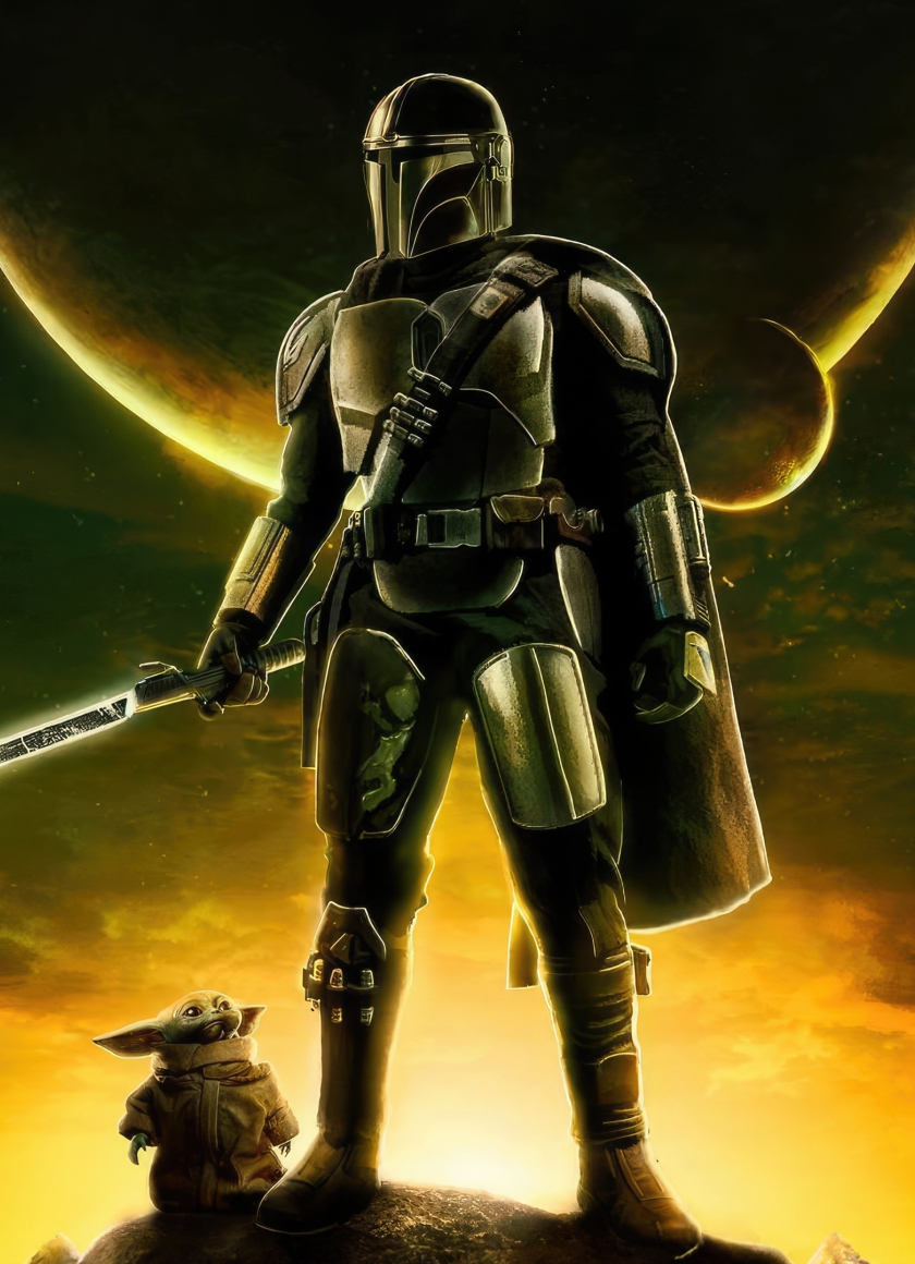 Download wallpaper 840x1160 the mandalorian and baby yoda, tv show ...