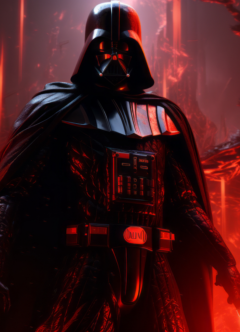 Download wallpaper 840x1160 red theme, darth vader, dangerous villain ...