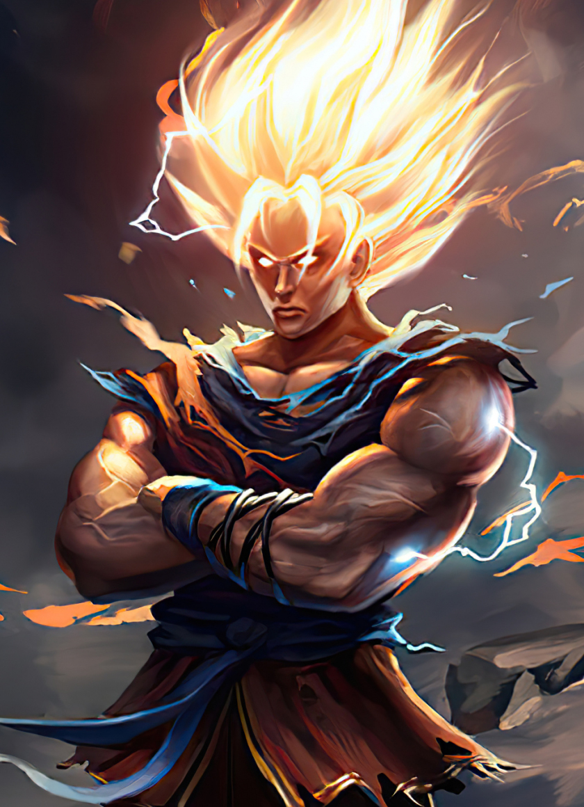 Download super saiyan, goku, anime, fan art 840x1160 wallpaper, iphone