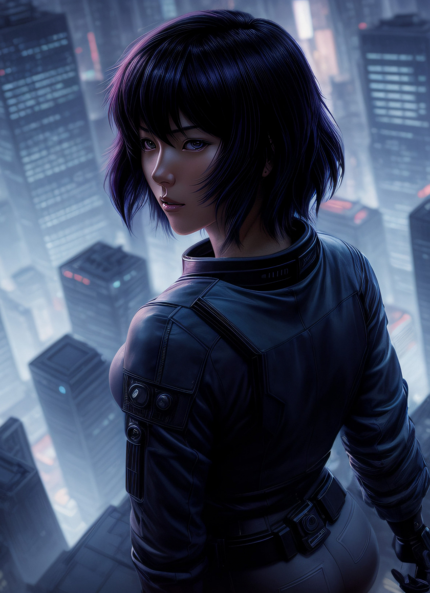Beautiful girl, Ghost in the Shell, anime art, 840x1160 wallpaper