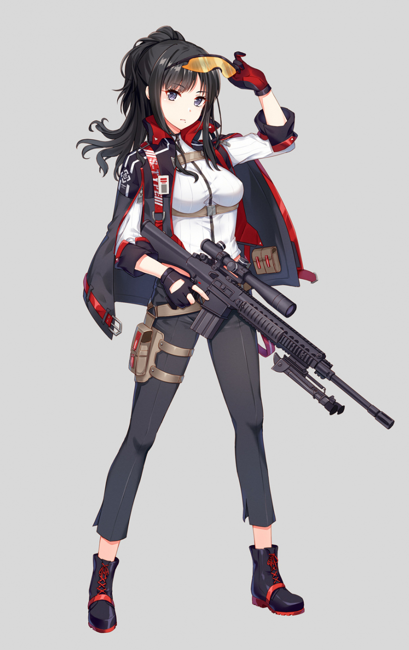 Download wallpaper 840x1336 anime girl, soldier, with gun, minimal, iphone  5, iphone 5s, iphone 5c, ipod touch, 840x1336 hd background, 7270