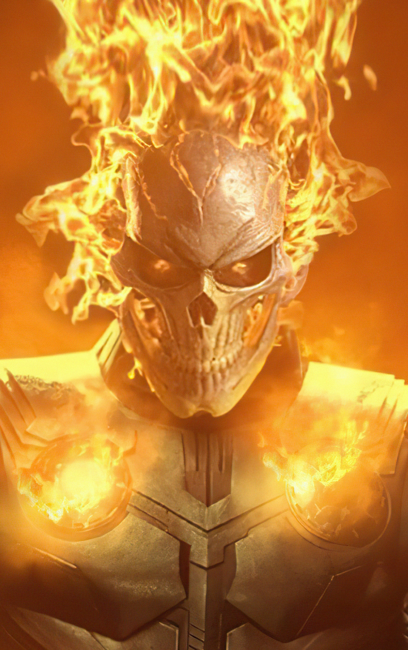 Download wallpaper 840x1336 ghost rider, fire flames, superhero, iphone 5,  iphone 5s, iphone 5c, ipod touch, 840x1336 hd background, 26948