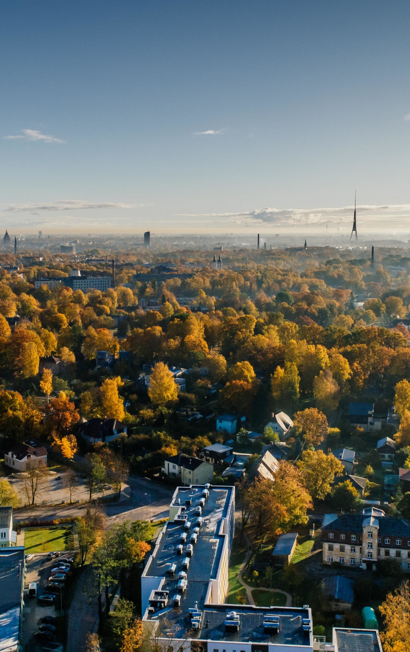 Download wallpaper 840x1336 city, apartment, tree, sky, aerial view ...