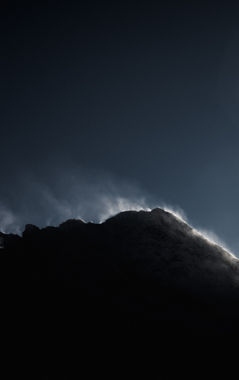 Download wallpaper 840x1336 dark, mountains, peak, fog, iphone 5 ...