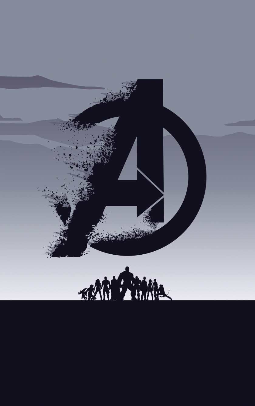 2019 movie, Avengers: Endgame, minimal, silhouette, art, 840x1336 wallpaper