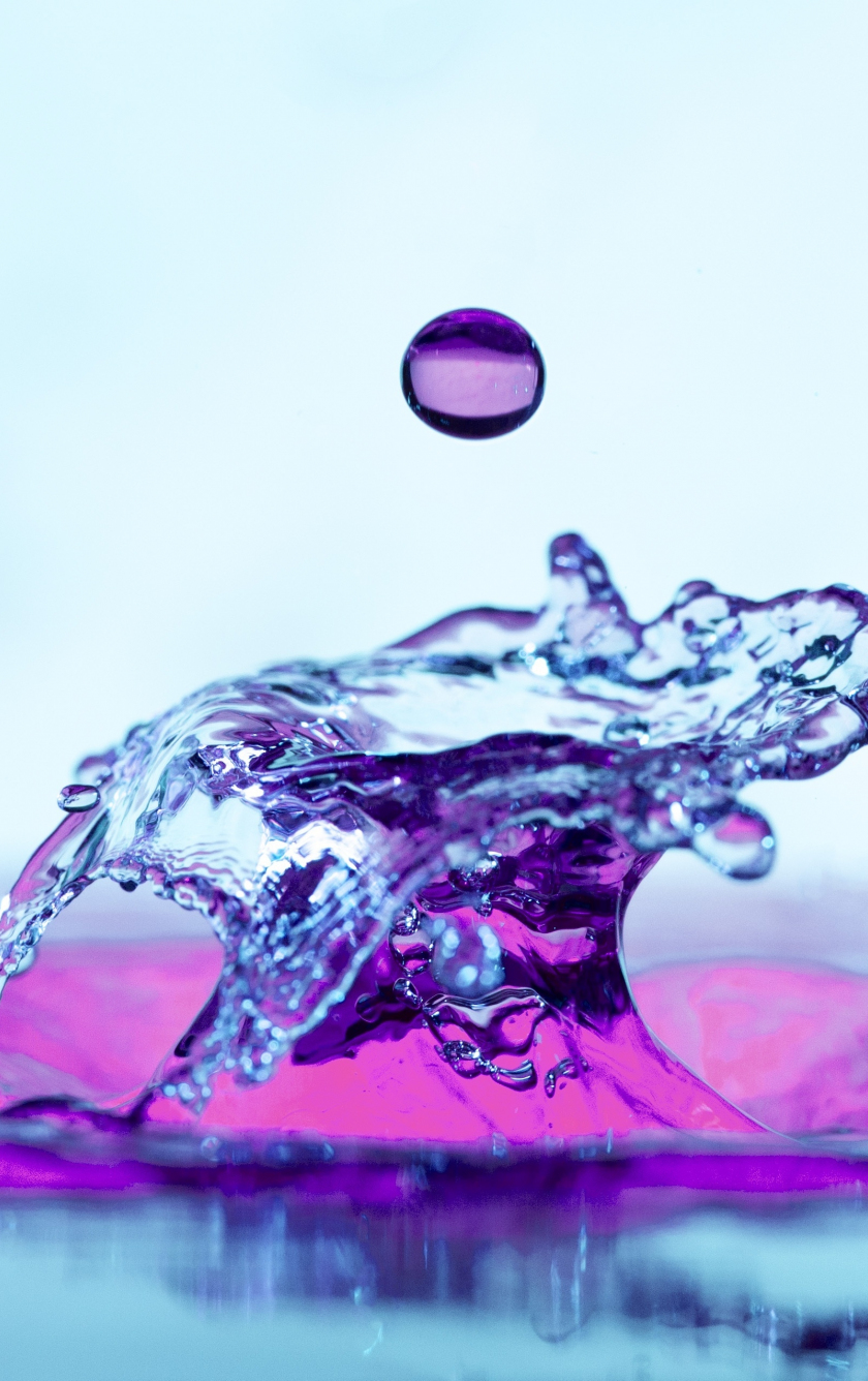 Download wallpaper 840x1336 violet-transparent, liquid splash, close up ...