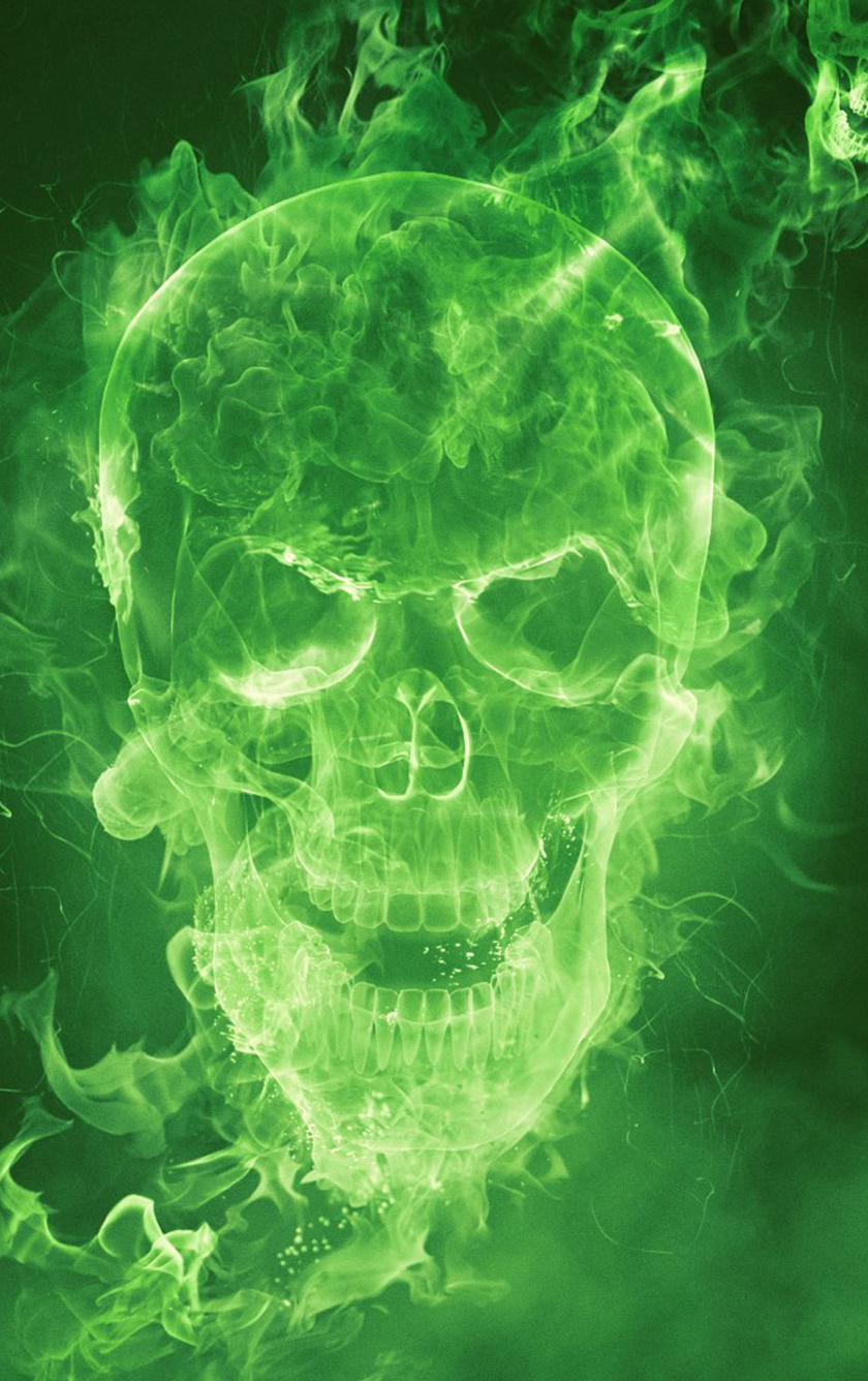 Download wallpaper 840x1336 mortal kombat mobile, green fire, skull ...