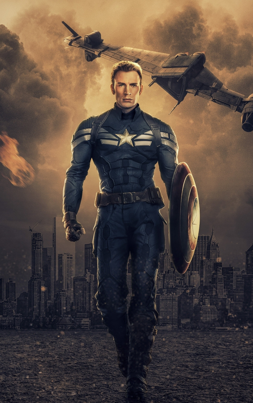 Captain America, Chris Evans, Marvel comics, art, 840x1336 wallpaper