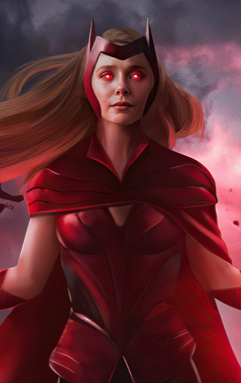 Download wallpaper 840x1336 the scarlet witch, wanda vision, 2021, fan art,  iphone 5, iphone 5s, iphone 5c, ipod touch, 840x1336 hd background, 26969