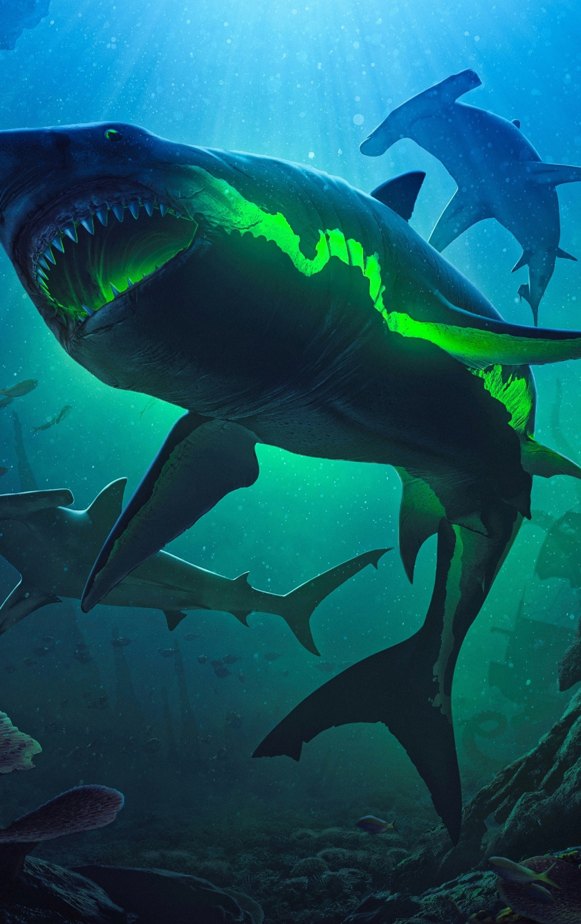 Zombie sharks, underwtaer, 840x1336 wallpaper