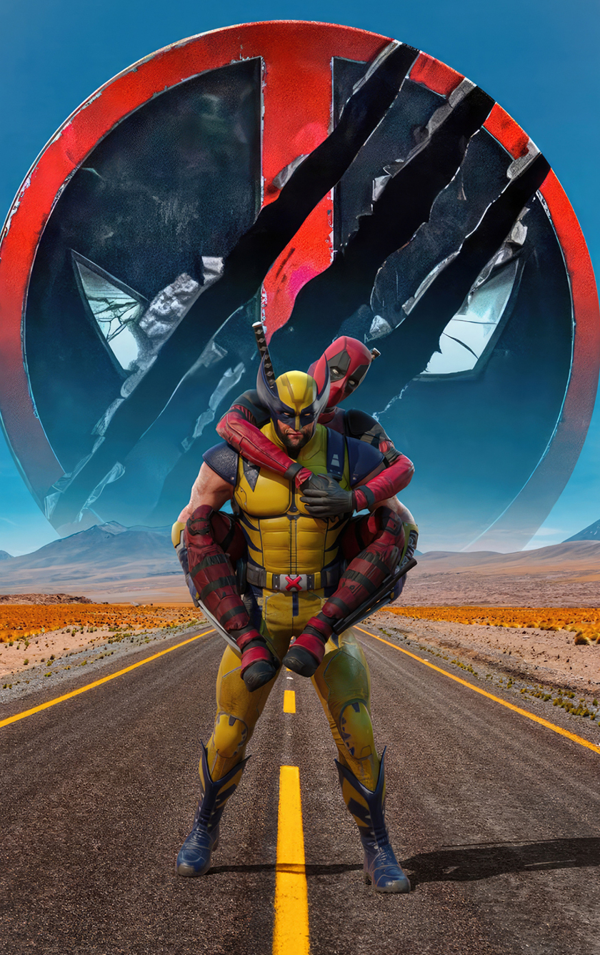 Download wallpaper 840x1336 wolverine and deadpool, duo movie, heroes