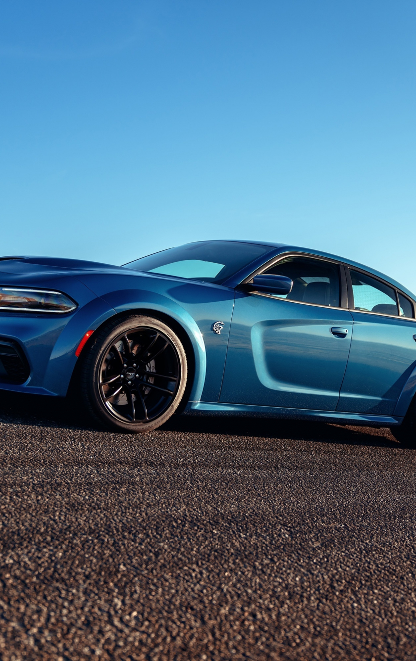Download wallpaper 840x1336 blue car, dodge charger srt hellcat, 2019,  iphone 5, iphone 5s, iphone 5c, ipod touch, 840x1336 hd background, 22608