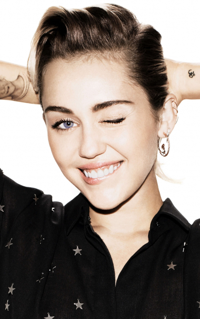 Download wallpaper 840x1336 miley cyrus, mood, singer, wink, iphone 5 ...