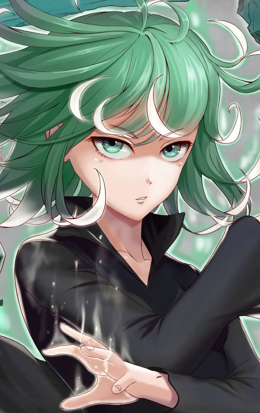 Download 840x1336 Wallpaper Green Hair Tatsumaki One Punch Man