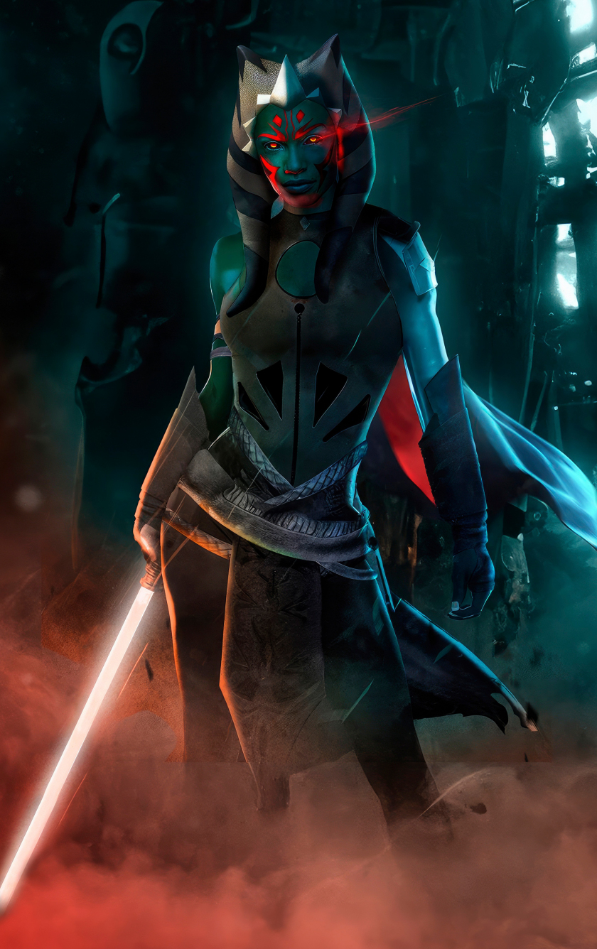 Download wallpaper 840x1336 dark side of ahsoka, star wars, fan art ...