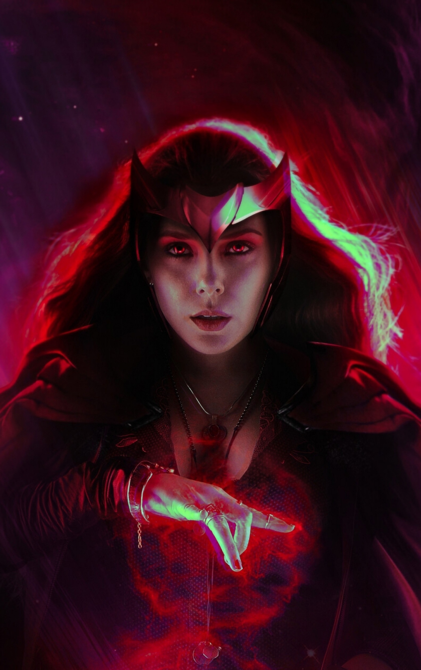 Download wallpaper 840x1336 wanda maximoff, wandavision, movie, art ...