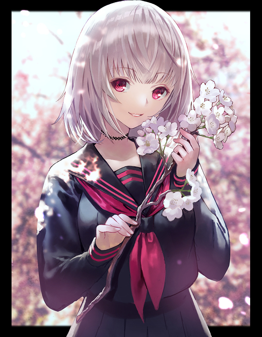 Mobile wallpaper: Anime, Girl, Cherry Blossom, Brown Eyes, Brown Hair,  1024698 download the picture for free.