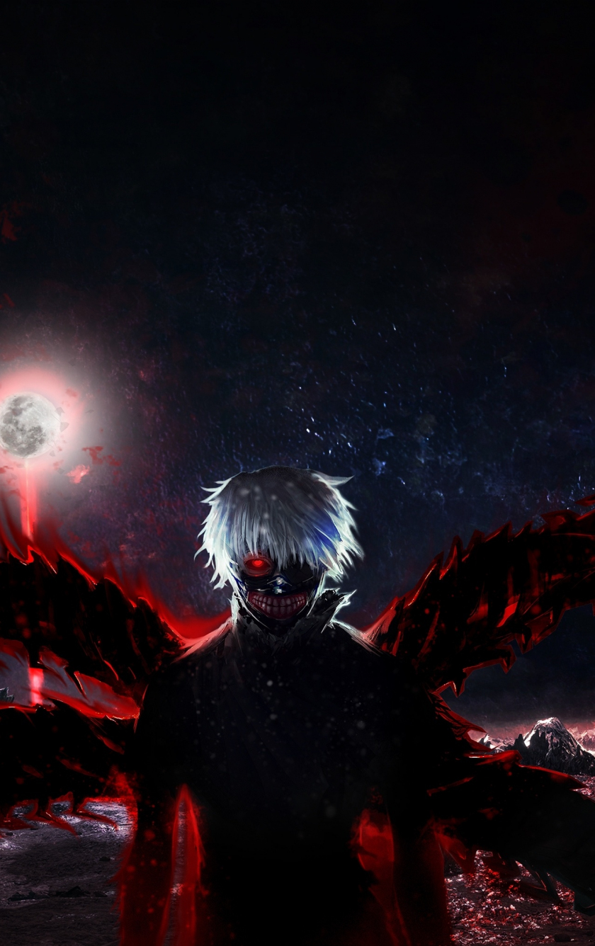 Download wallpaper 840x1336 tokyo ghoul, dark, anime boy, artwork, iphone  5, iphone 5s, iphone 5c, ipod touch, 840x1336 hd background, 18584