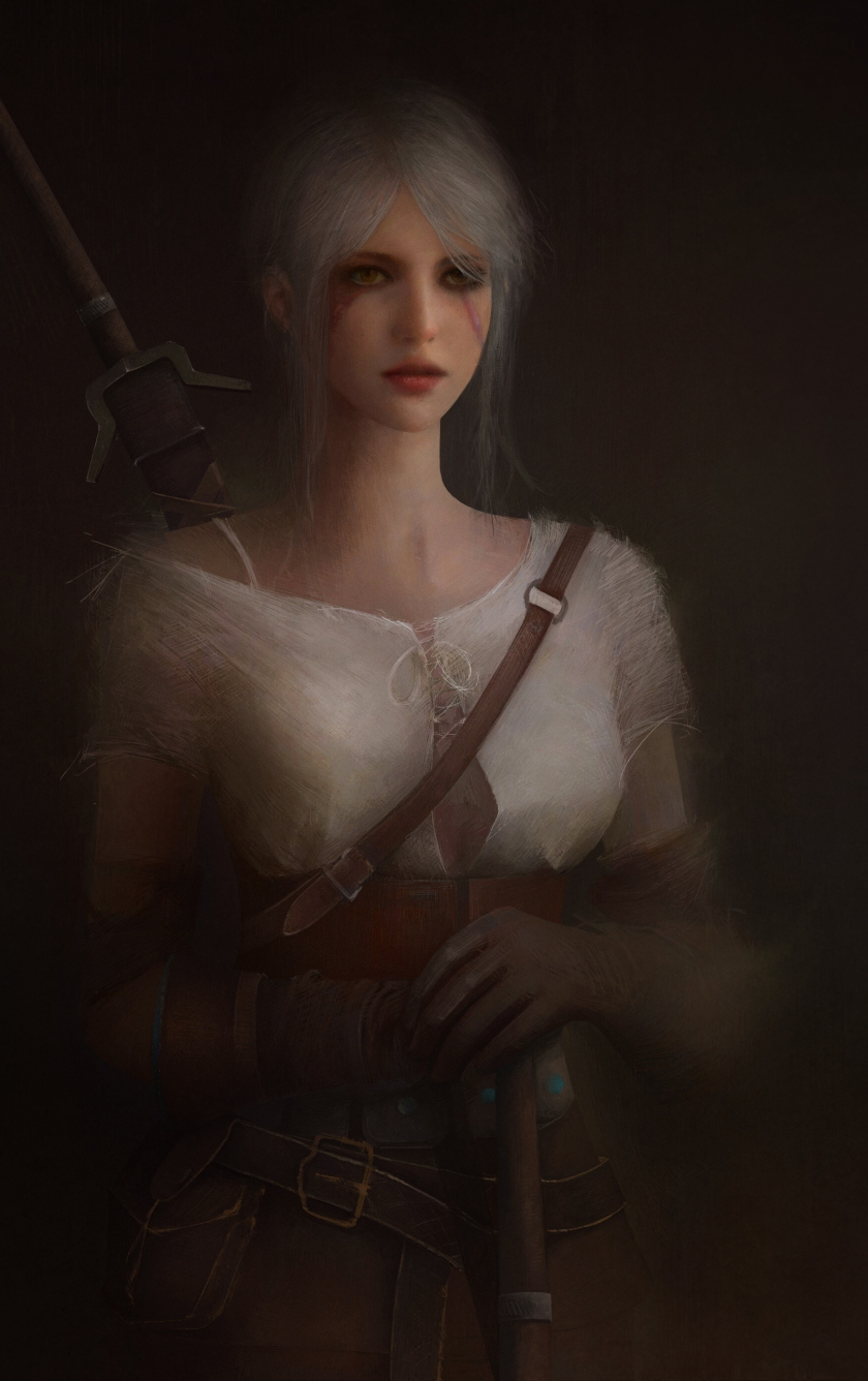 Download wallpaper 840x1336 the witcher, ciri, video game, fan art ...