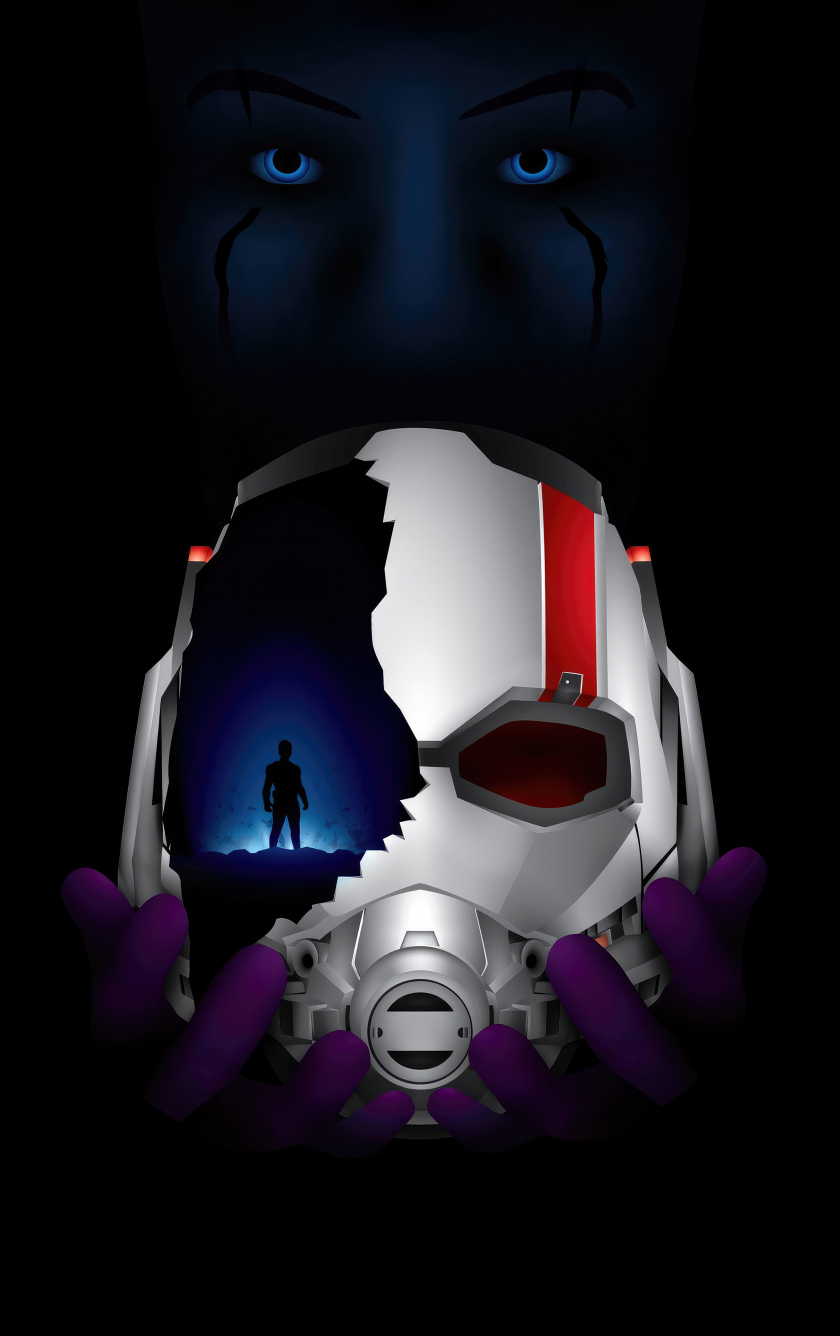 Antman Helmet and Kang the Conqueror, movie, dark poster, 840x1336 wallpaper