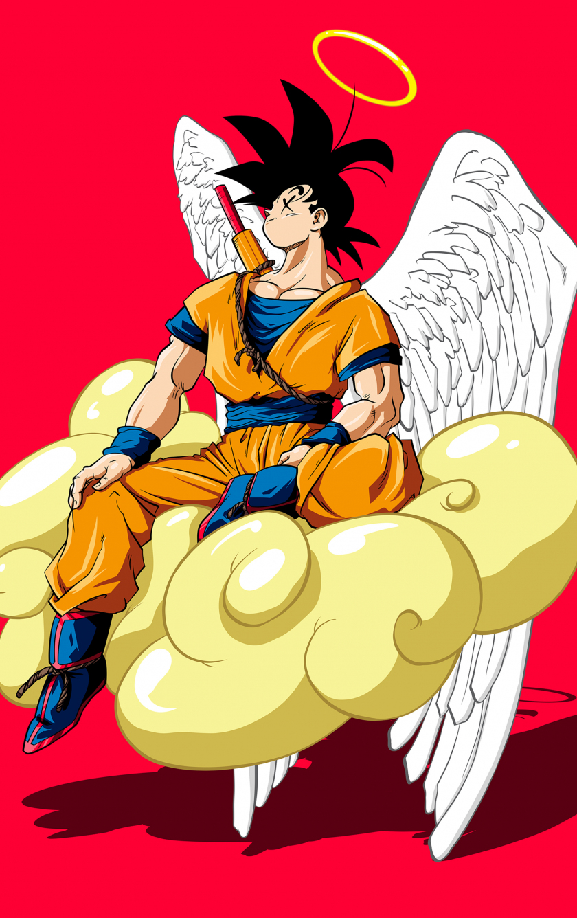 Angel son Goku, dragon ball, anime, fan art, 840x1336 wallpaper