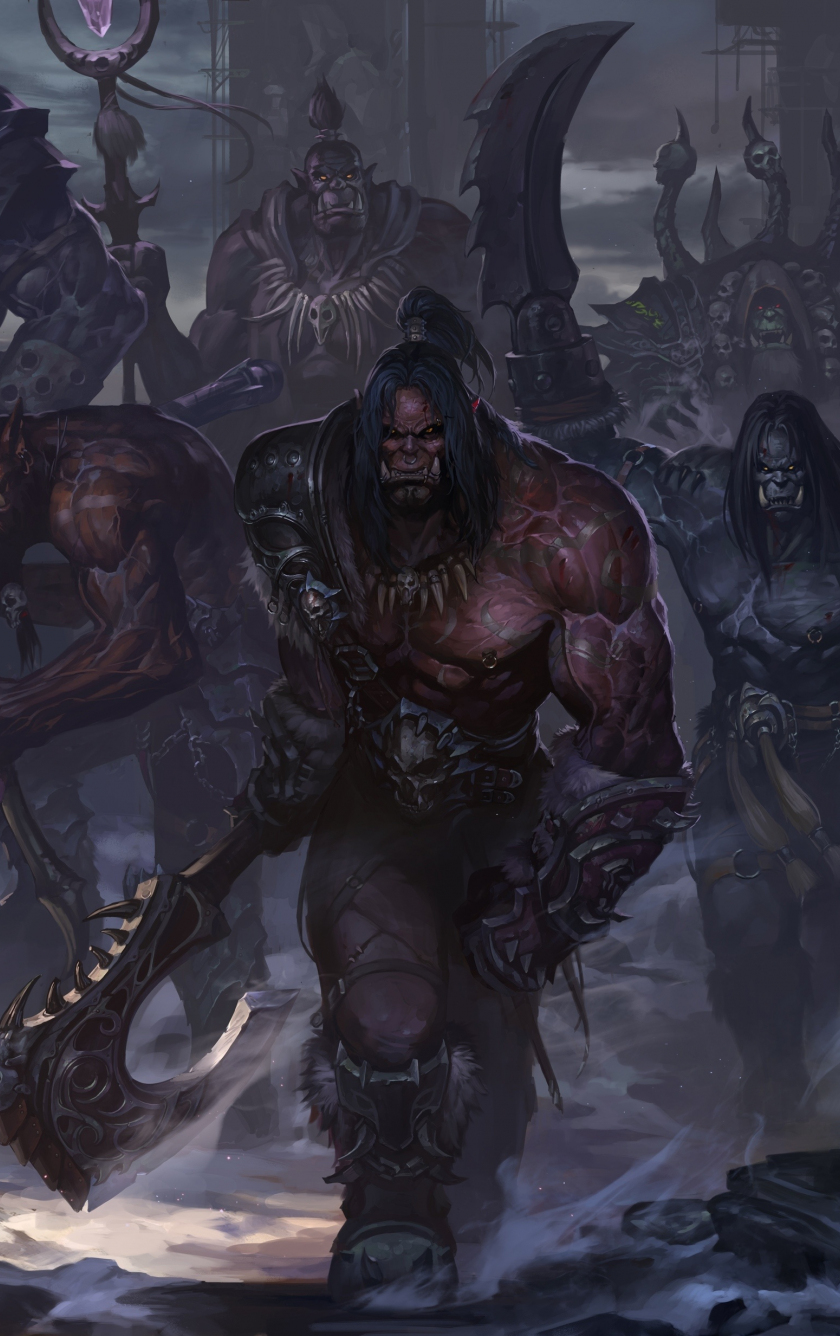 World of Warcraft, orks, warrior, art, 840x1336 wallpaper