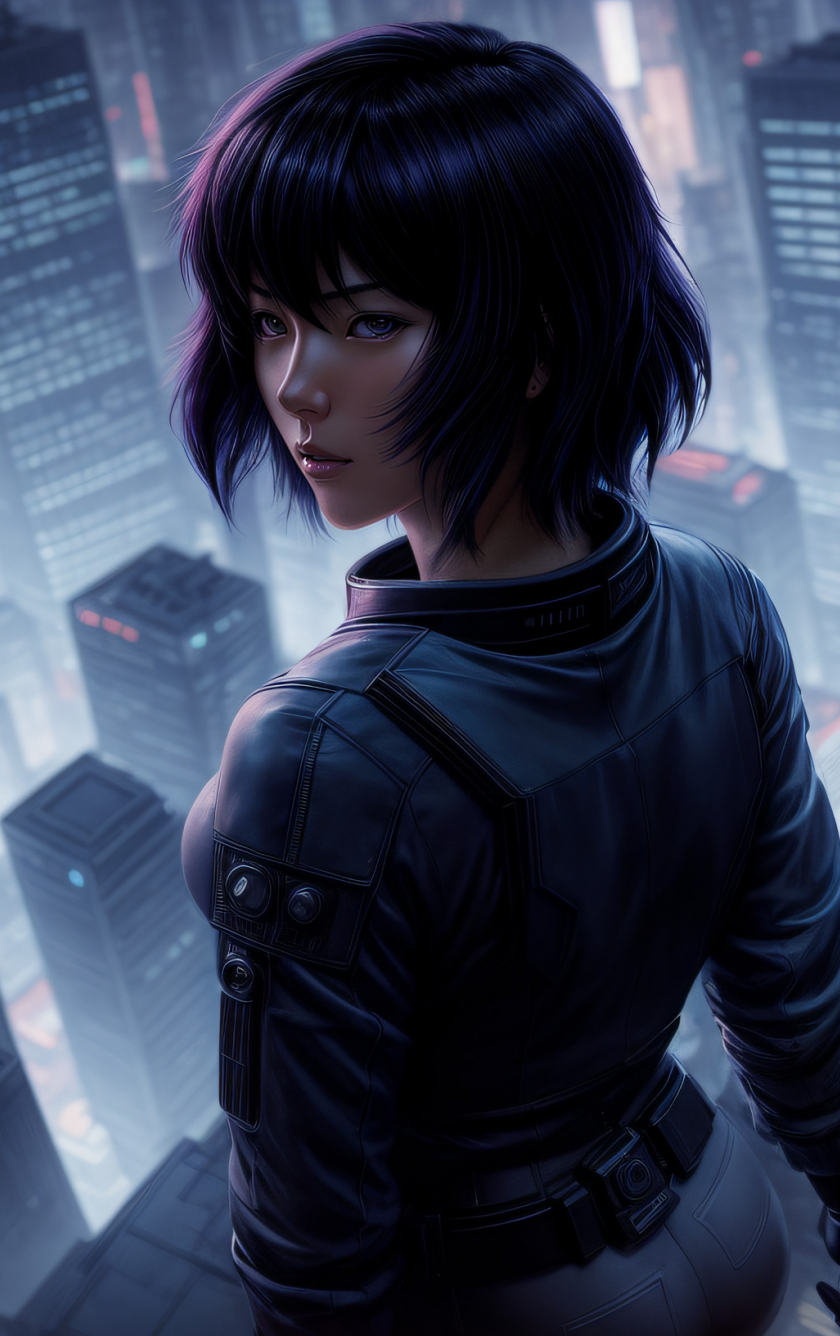 Beautiful girl, Ghost in the Shell, anime art, 840x1336 wallpaper