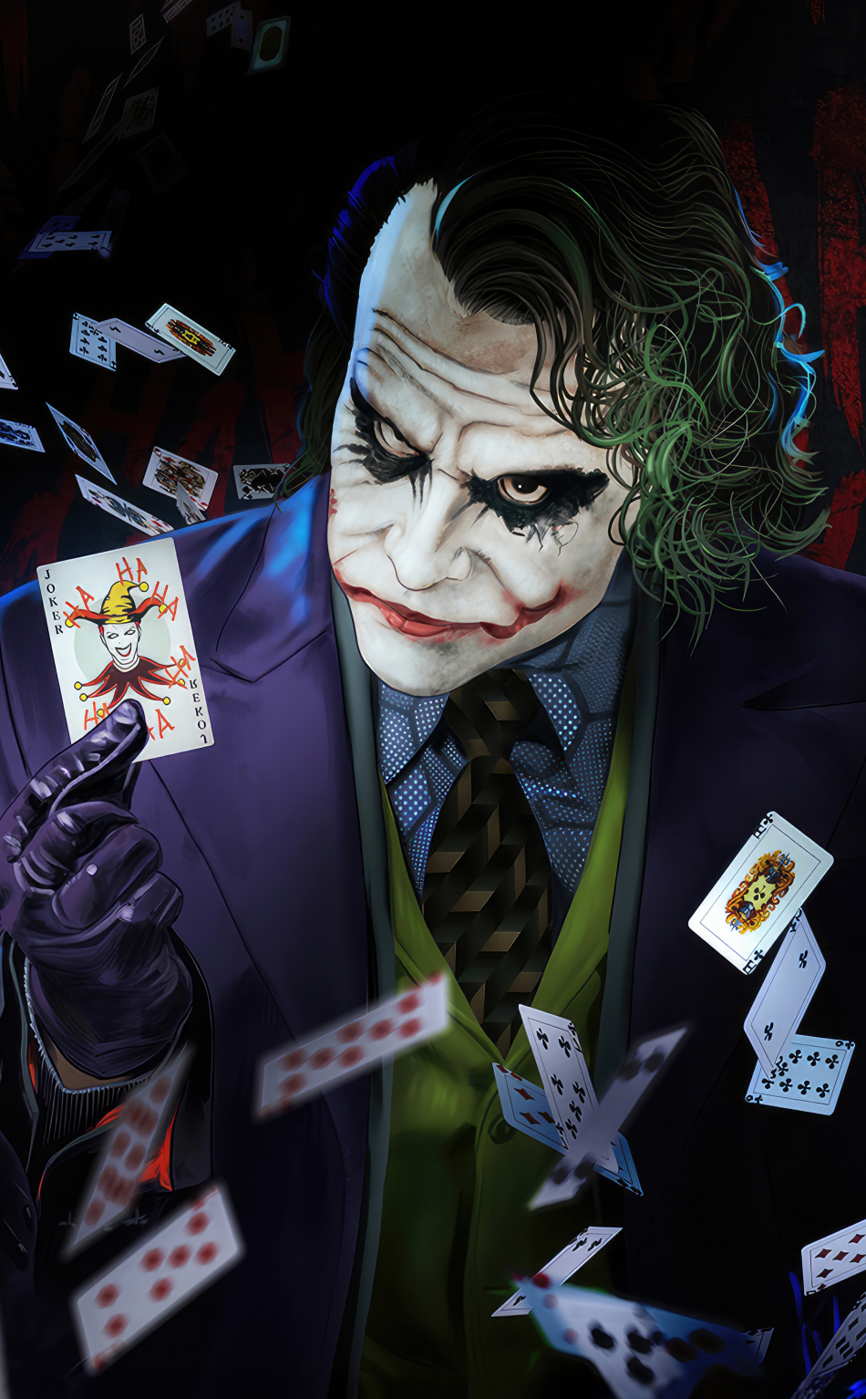 Download wallpaper 950x1534 joker playing with cards, art, iphone ...
